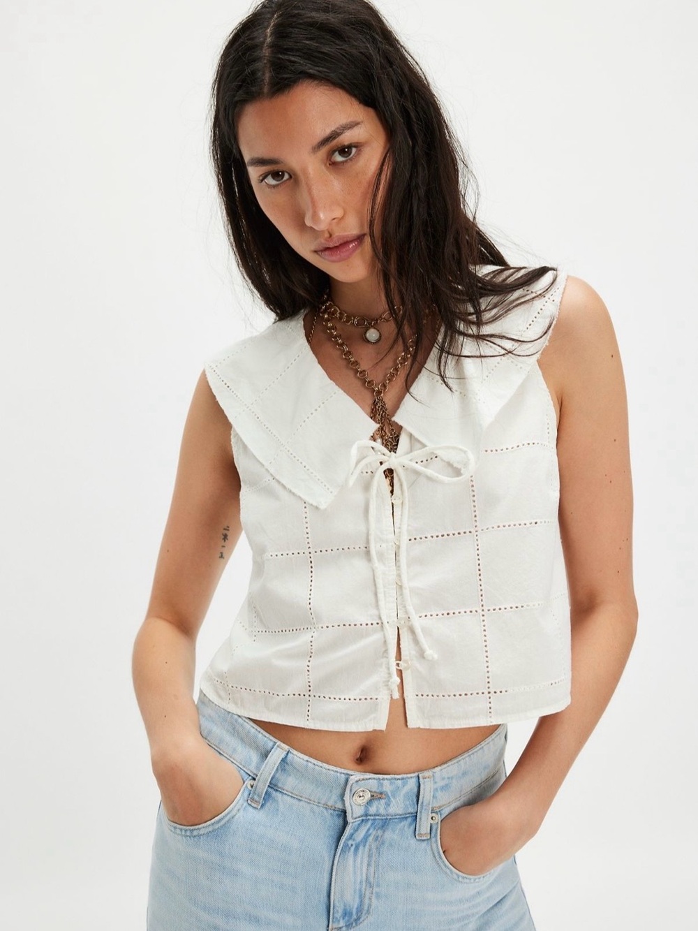 Free People Waiting For Me Top Solid Ivory, size S, like new!